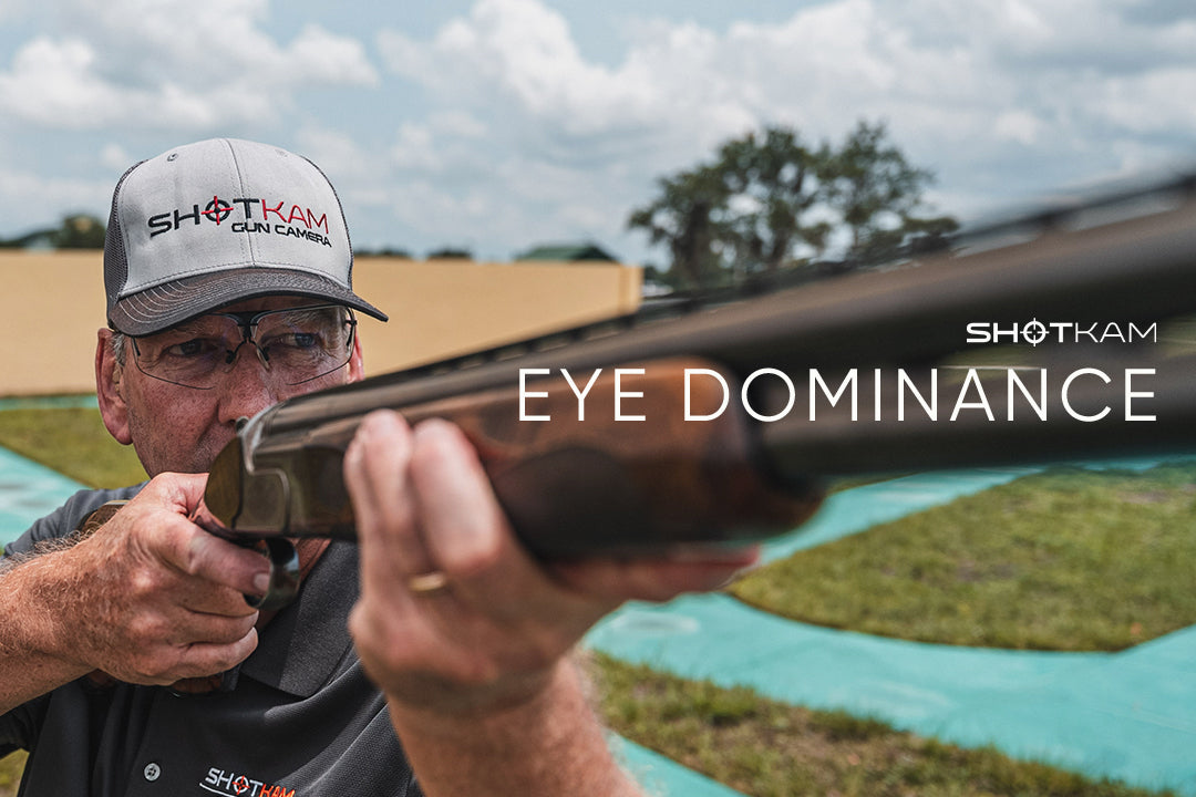 Shooter aiming with a shotgun while focusing on eye dominance, highlighted by ShotKam's gun camera technology for UK clay shooters.