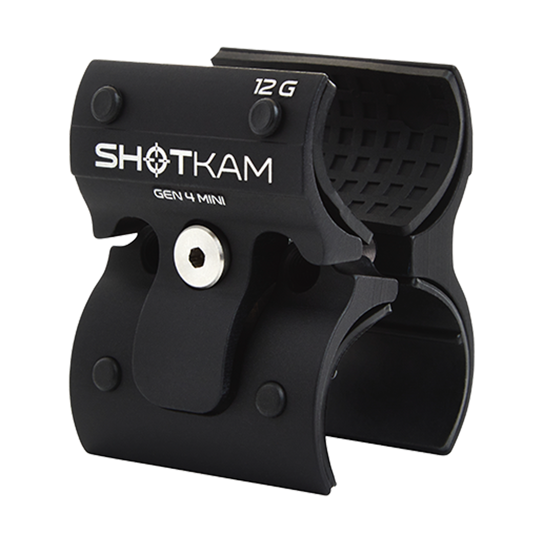 12 Bore Gen 4 Mini ShotKam Mount – Ideal for British shooters using 12 bore shotguns. This robust mount secures your Gen 4 Mini ShotKam for accurate performance analysis.