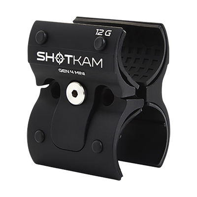 12 Bore ShotKam Gen 4 Mini Mount – Demonstrating how the 12 bore mount opens and closes, this Mini mount provides a secure and simple attachment for the Gen 4 Mini ShotKam, enhancing shooting accuracy in the UK.