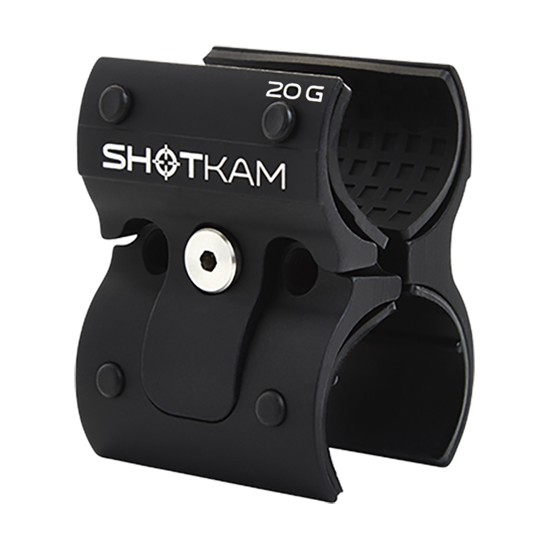 20 Bore ShotKam Gen 4 Mini Mount – Featuring a simple open-and-close mechanism, this 20 bore mount securely attaches the Gen 4 Mini ShotKam to your shotgun, ideal for British field shooting.