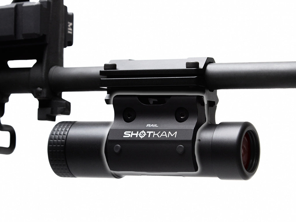 ShotKam camera for Picatinny and Weaver rail, suitable for crossbows, rifles, and tactical shotguns. This versatile camera is compatible with both Gen 3 and Gen 4 ShotKam models, providing high-definition video recording for enhanced shooting performance analysis.