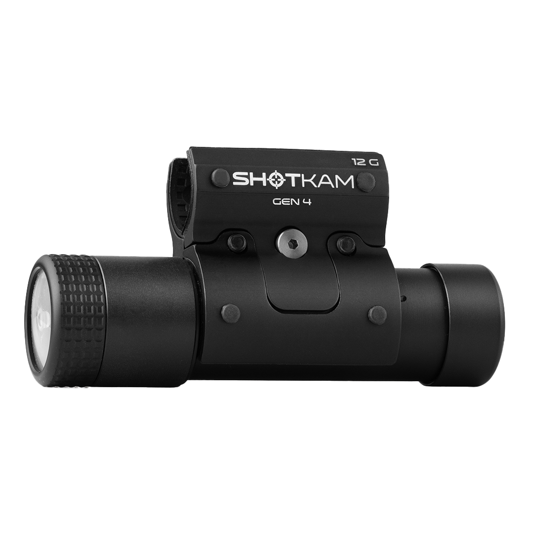 ShotKam Gen 4 high-definition shotgun camera, designed for 12-bore shotguns. This compact and advanced hunting camera captures precise video footage of hunting and shooting activities. The ShotKam Gen 4 features durable construction and easy mounting, making it ideal for documenting outdoor adventures. Perfect for hunters and shooting enthusiasts, this reliable camera offers high-quality recording and cutting-edge technology for capturing detailed shots.