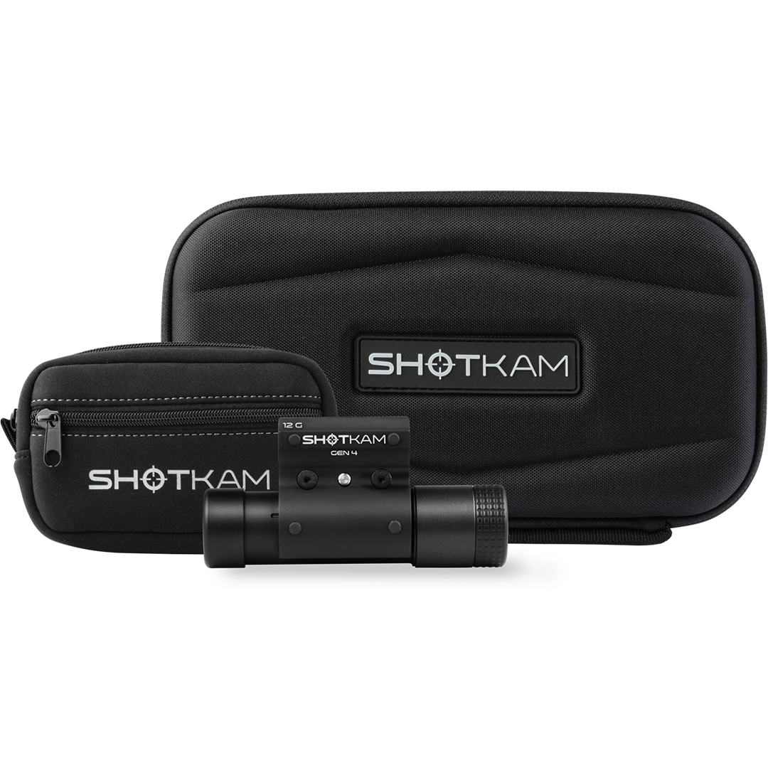 Complete ShotKam Gun Camera Kit - Includes ShotKam Gen 4, durable carrying case, instruction manual, USB charging cable, adjustment tool, lens cleaning cloth, and various accessories. Perfect for recording high-definition shooting footage, the ShotKam is tailored for hunting and clay target shooting enthusiasts. ShotKam's cutting-edge technology guarantees precise and clear video recordings for training and performance analysis.