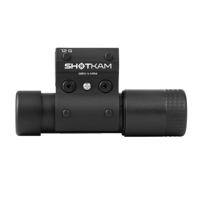 Angled view of the ShotKam Gen 4 Mini, highlighting its compact design and mounting system.