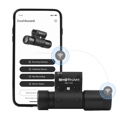 ShotKam Gen 4 Mini paired with the mobile app on iPhone and Android – UK site